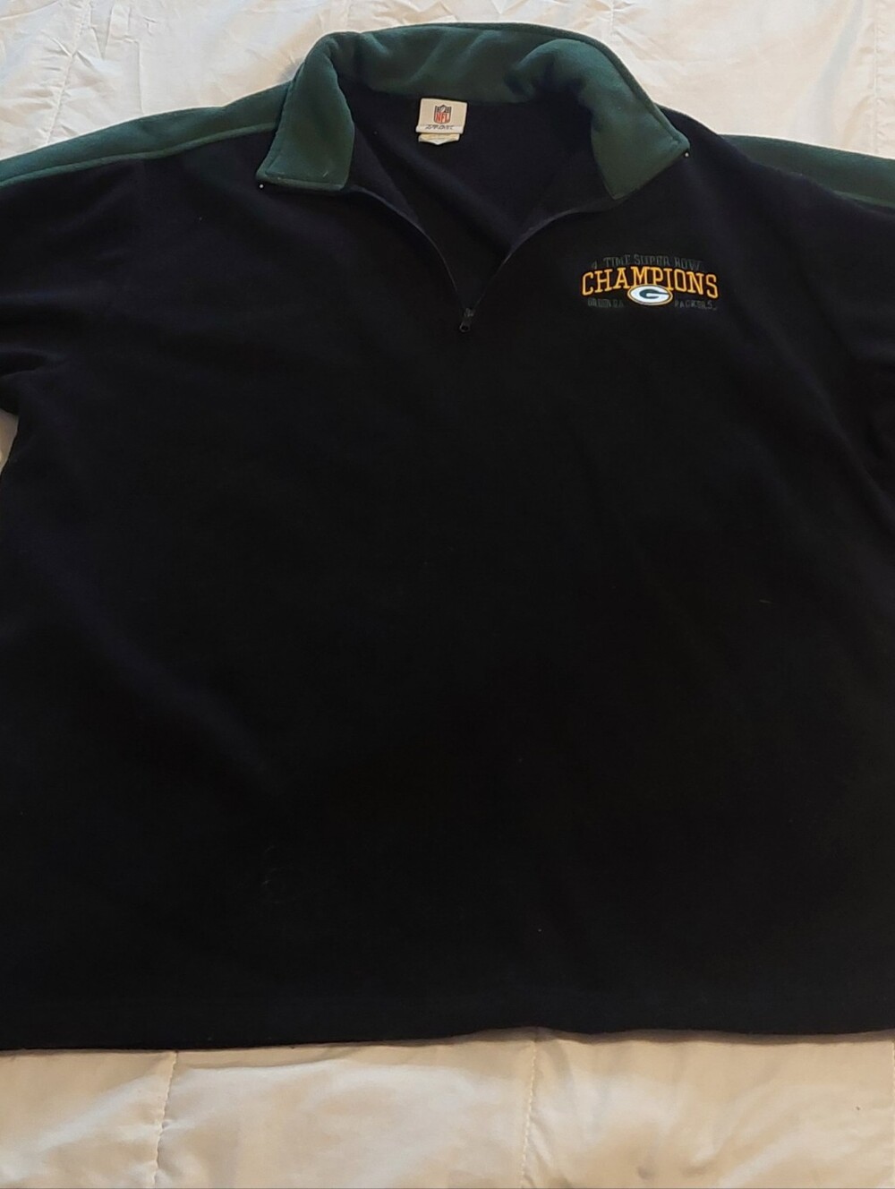 Green Bay Packers 4 Time Super Bowl Champions Quarter Zip Pullover Sweatshirt 2X